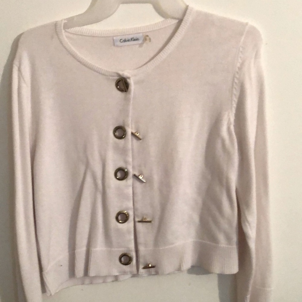 White Calvin Klein cropped cardigan